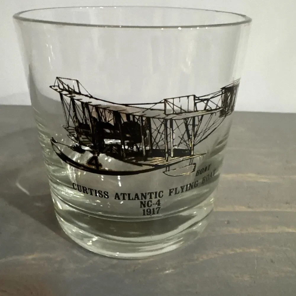 Vintage ‘Plane’ Bar Glass Tumbler 3 1/2